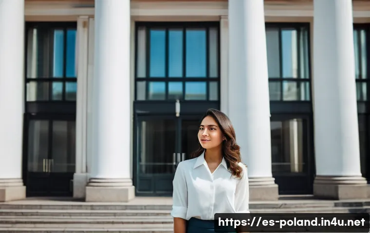 폴란드로 이민 가는 방법 - **Prompt:** A young professional, a Hispanic woman in her late 20s, with a hopeful and determined ex...