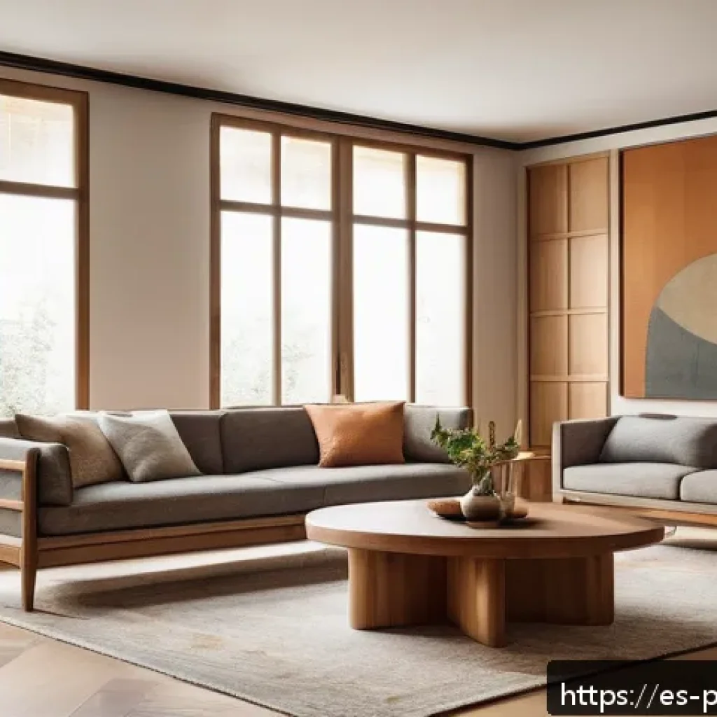 폴란드의 디자인 산업 - A modern interior living room blending Polish traditional craftsmanship with contemporary design: wa...