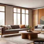 폴란드의 디자인 산업 - A modern interior living room blending Polish traditional craftsmanship with contemporary design: wa...